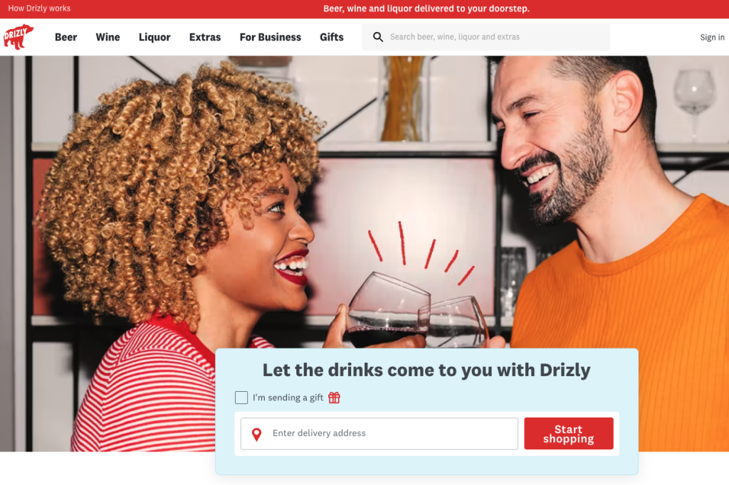 Drizly homepage