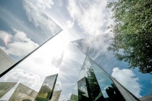 Glass tower blocks and trees