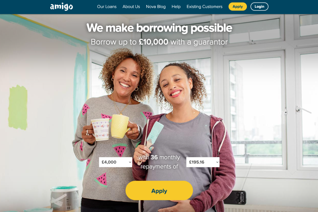 Two women with mugs and brush, getting ready to paint their home