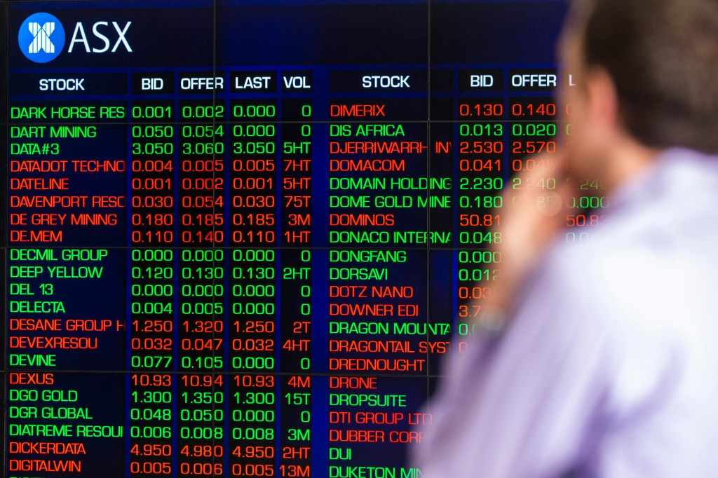 Australian stock exchange trading screen