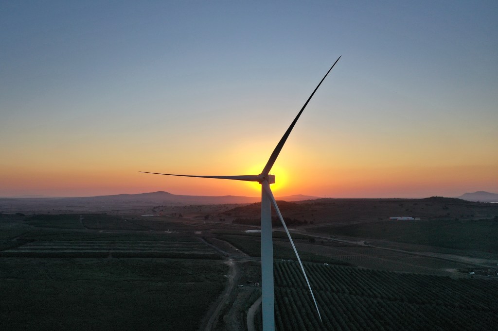 Wind turbine at sunrise