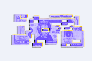 Montage of a cut dollar Bill