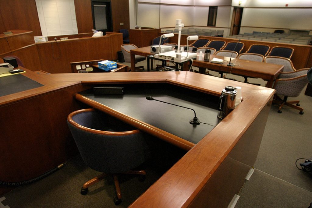 Image of an empty courtroom