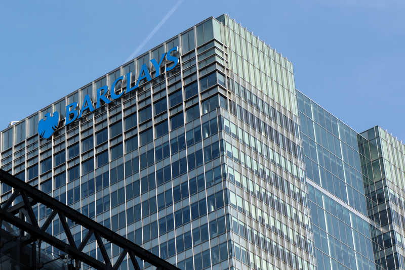 A general view of the Barclays Bank building in Canary Wharf on February 05, 2023 in London