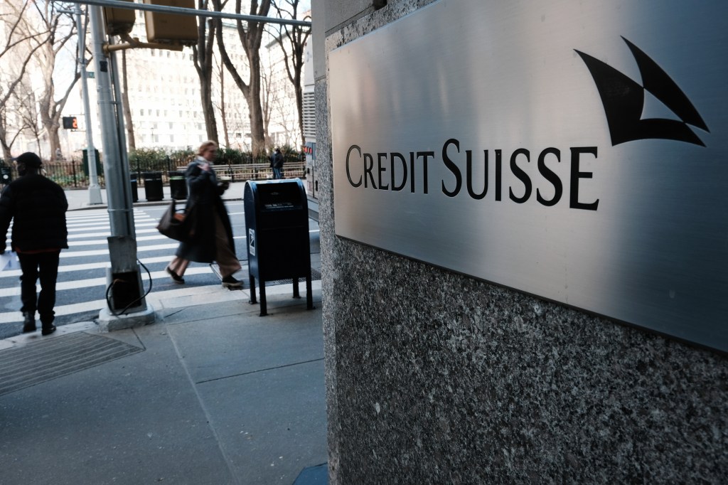 Image of Credit Suisse signage.