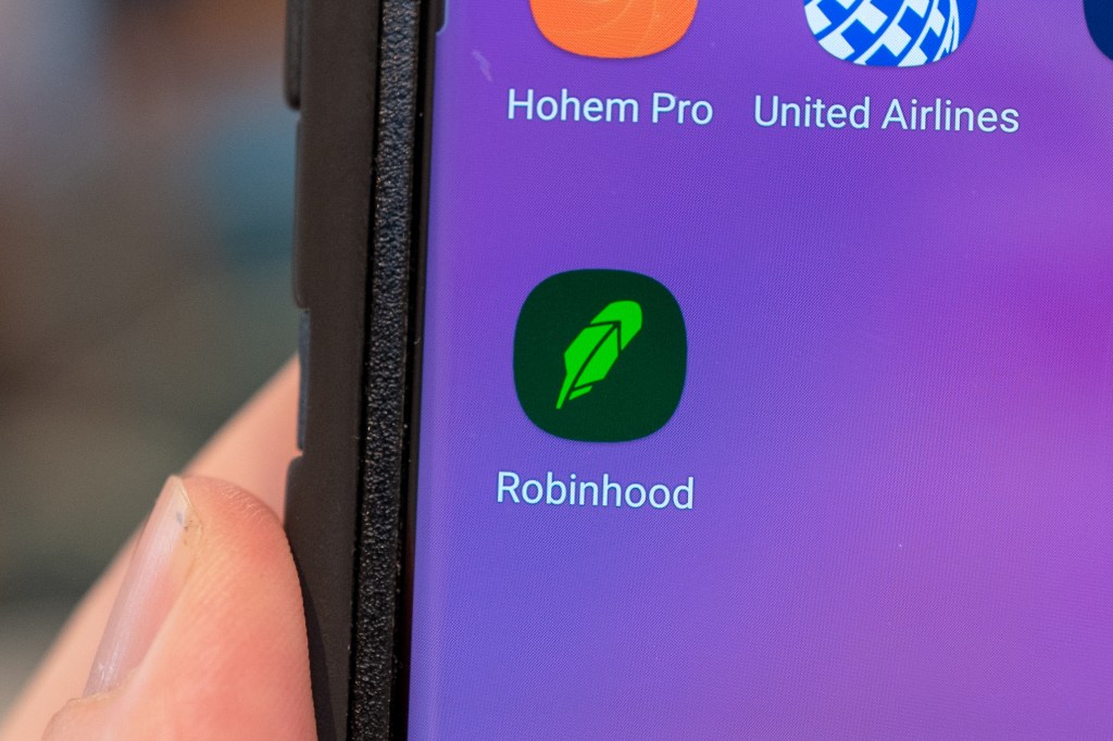 Image of a phone showing the Robinhood app.