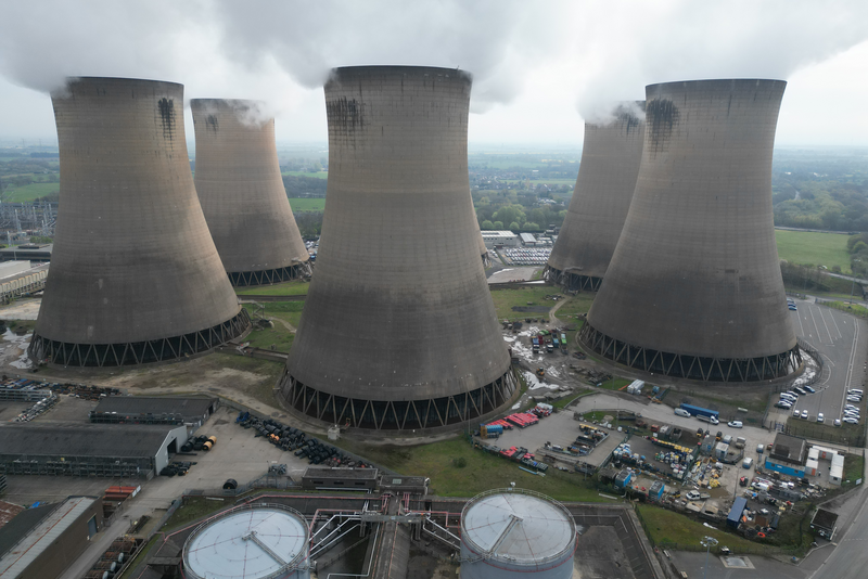 Aerial view of Drax power station biomass power station.