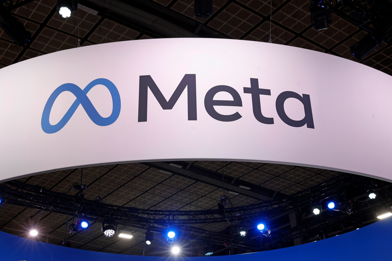 Meta logo is displayed during the Viva Technology show in Paris, France.