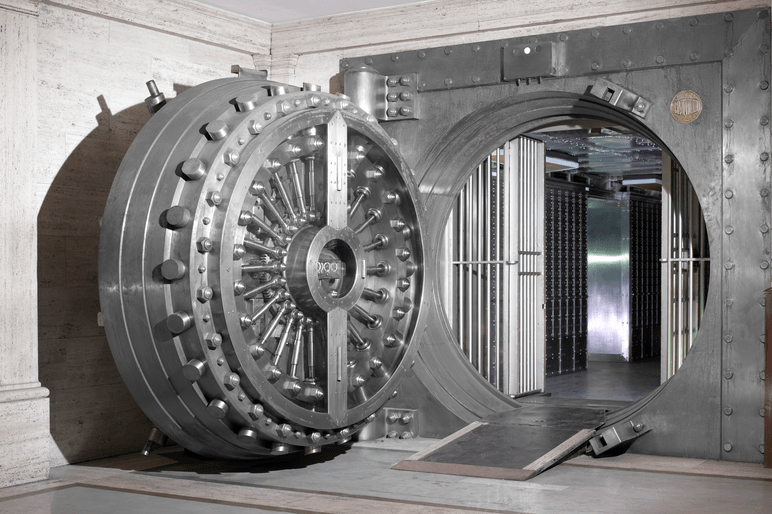 Open bank vault.