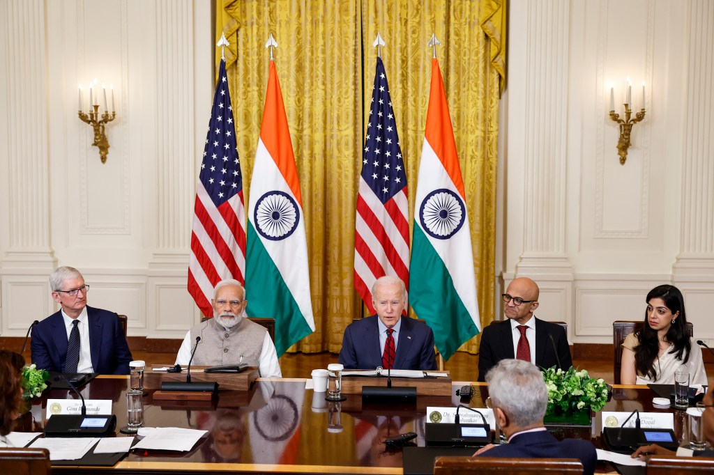 India - US tech business summit platform with Modi and Biden