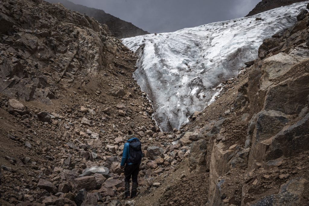 Image of receding glacial l in mountains