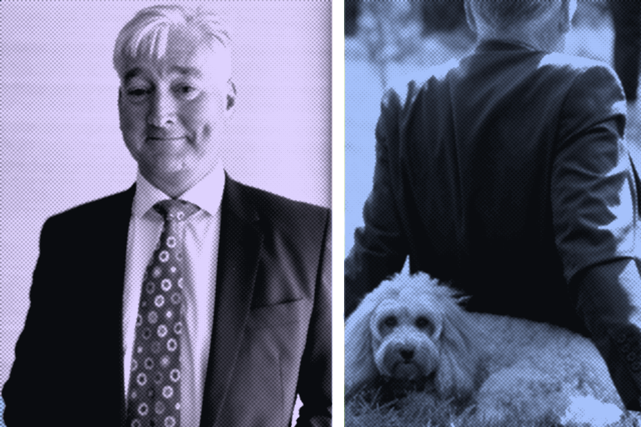 Montage of Martin Woods with his dog.