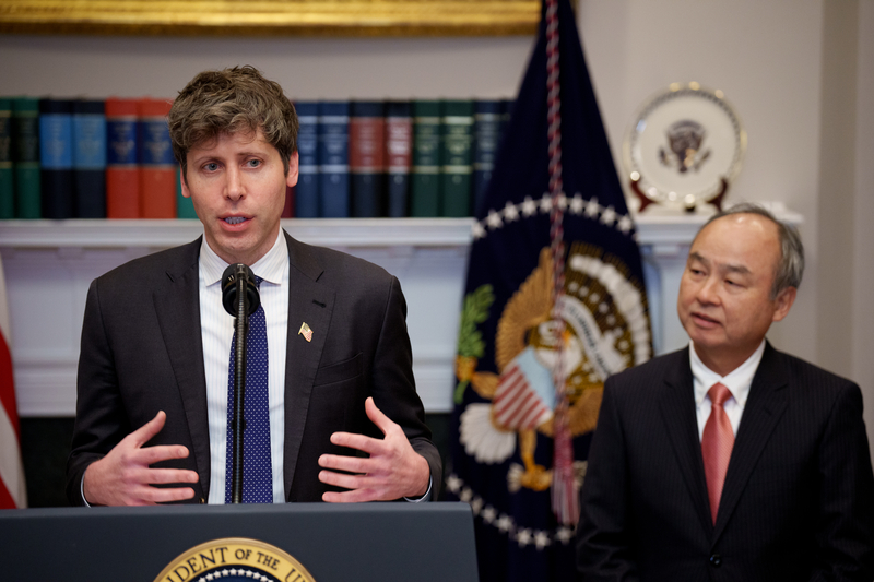 Sam Altman with SoftBank boss